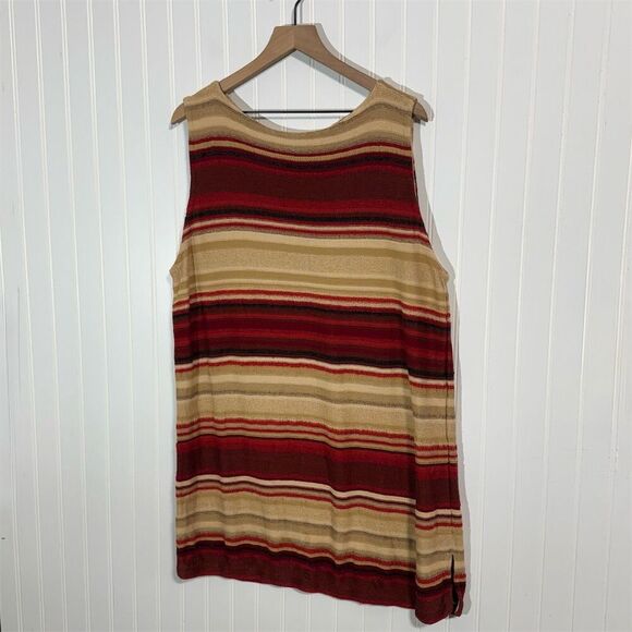 Lauren Ralph Lauren Women’s Sleeveless Striped Knit Tunic Top 3X Linen Blend - Picture 1 of 8